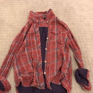Cozier flannel shirt, red and dark purple